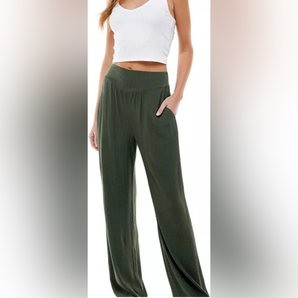 Kingston grey Olive Green Wide Leg Pants - Picture 8 of 8